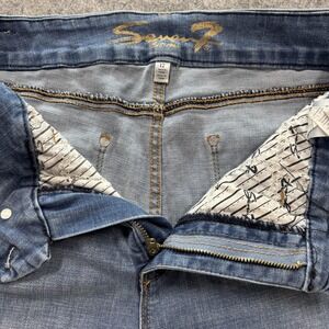 Seven7 Jeans Womens 12 Light Wash Tummyless High Rise Skinny Distressed Stretch